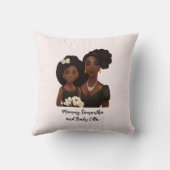 黒パーソナライズされた母と娘(6) クッション (裏面)