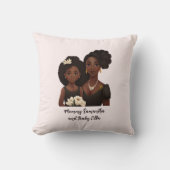 黒パーソナライズされた母と娘(6) クッション (正面)