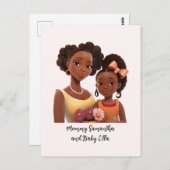 黒パーソナライズされた母と娘(7) ポストカード (正面/裏面)