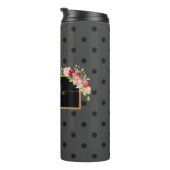 黒パーソナライズされた水玉模様とバラモノグラムの タンブラー (回転右)