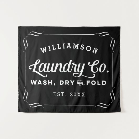 黒パーソナライズされた洗濯ドライフォールド タペストリー (正面(横))