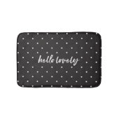 黒パーソナライズされた浴用マットスモール水玉模様 バスマット (正面)