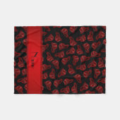 黒パーソナライズされた火ヘルメット フリースブランケット (正面(横))