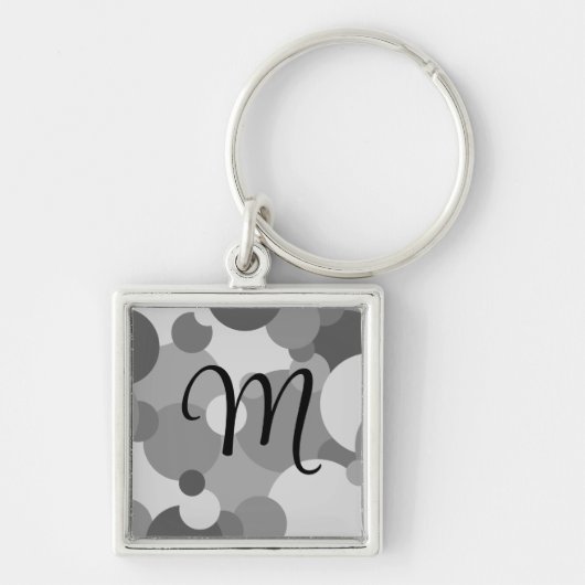 黒パーソナライズされた灰色の分子キーチェーン キーホルダー (正面)