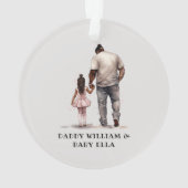 黒パーソナライズされた父と娘(3) オーナメント (裏面)