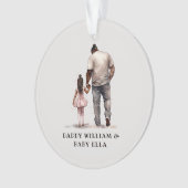 黒パーソナライズされた父と娘(3) オーナメント (正面)