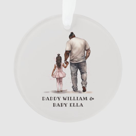 黒パーソナライズされた父と娘(3) オーナメント (正面)