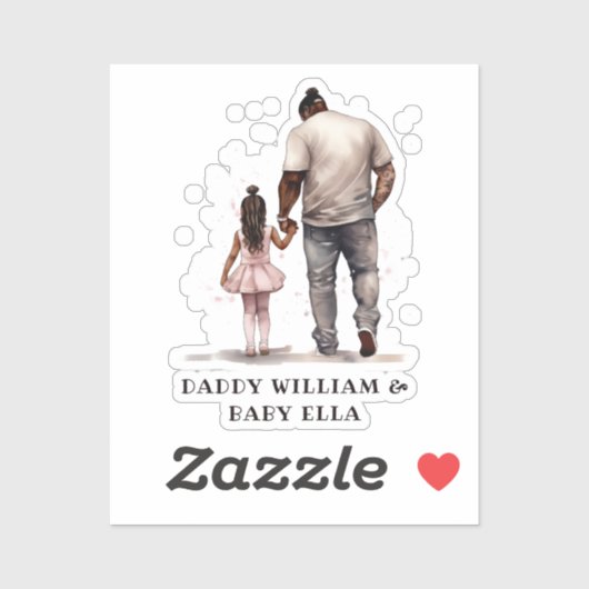 黒パーソナライズされた父と娘(3) シール (シート)