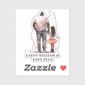 黒パーソナライズされた父と娘(4) シール (シート)