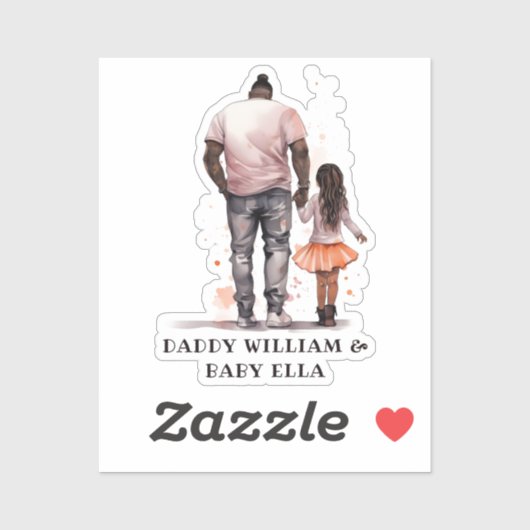 黒パーソナライズされた父と娘(4) シール (シート)