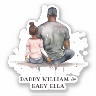 黒パーソナライズされた父と娘(5) シール