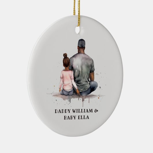 黒パーソナライズされた父と娘(5) セラミックオーナメント (右)