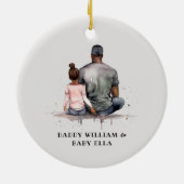 黒パーソナライズされた父と娘(5) セラミックオーナメント (裏面)
