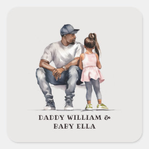 黒パーソナライズされた父と娘(6) スクエアシール