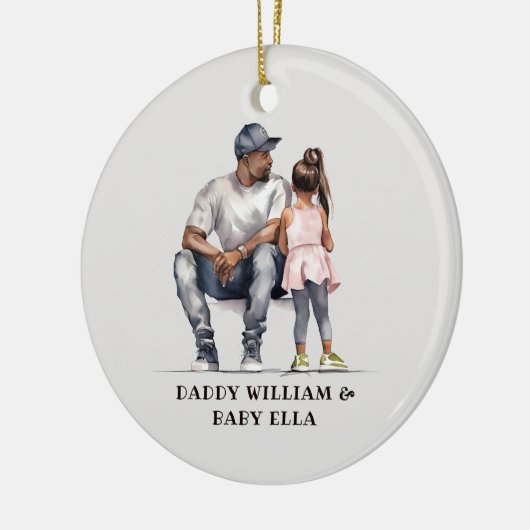 黒パーソナライズされた父と娘(6) セラミックオーナメント (左)