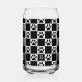 黒パーソナライズされた犬のポープリントパタ市松模様にーン ガラス缶 (裏面)