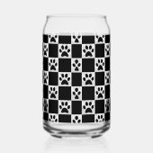 黒パーソナライズされた犬のポープリントパタ市松模様にーン ガラス缶 (右)