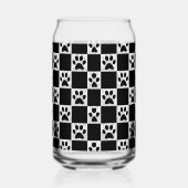 黒パーソナライズされた犬のポープリントパタ市松模様にーン ガラス缶 (左)