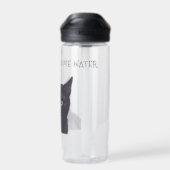 黒パーソナライズされた猫の名前ポーソウルウォーターボトル ウォーターボトル (背面)