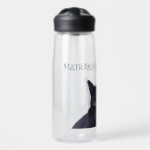 黒パーソナライズされた猫の名前ポーソウルウォーターボトル ウォーターボトル (正面)
