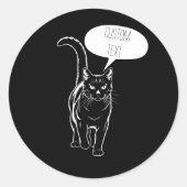 黒パーソナライズされた猫ノートパソコンステッカー ラウンドシール (正面)