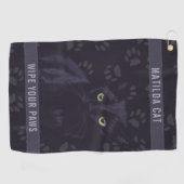 黒パーソナライズされた猫ポープリントカスタムゴルフタオル ゴルフタオル (横)