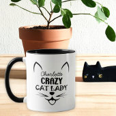 黒パーソナライズされた猫レディーネームマグ マグカップ