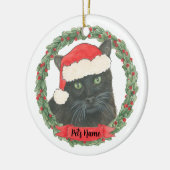 黒パーソナライズされた猫 セラミックオーナメント (左)