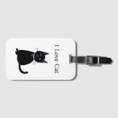 黒パーソナライズされた猫 ラゲッジタグ (正面横)