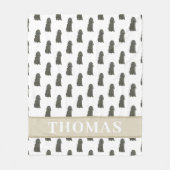 黒パーソナライズされた球菌スパニエル犬 フリースブランケット (正面)