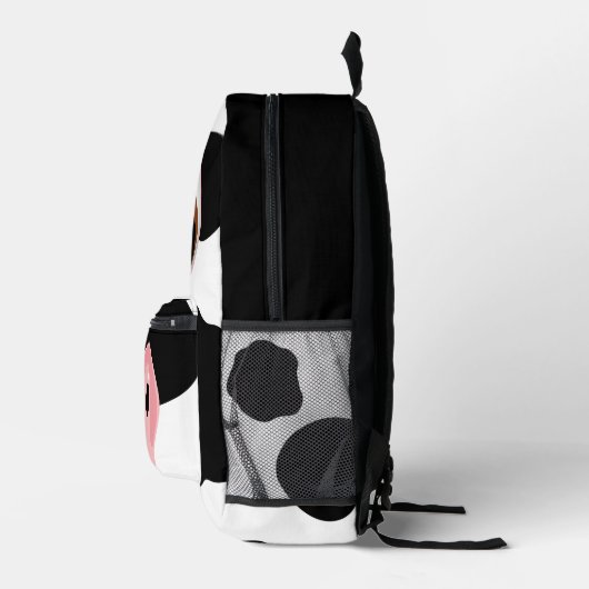 黒パーソナライズされた白かわいい牛 プリントバックパック (右)