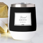 黒パーソナライズされた白のシンプル蝶ネクタイ新郎