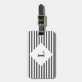 黒パーソナライズされた白のストライプ荷札 ラゲッジタグ (正面縦)