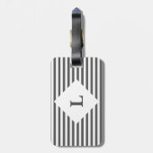 黒パーソナライズされた白のストライプ荷札 ラゲッジタグ (裏面縦)