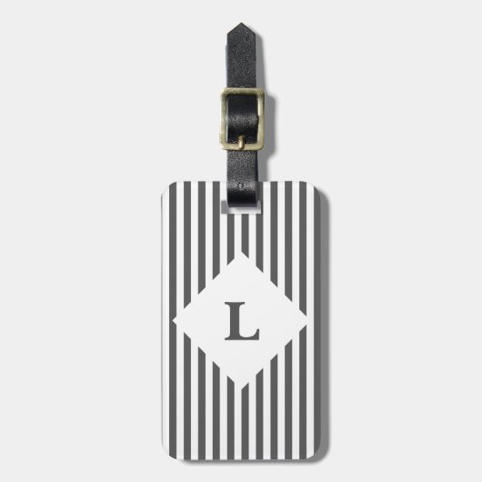 黒パーソナライズされた白のストライプ荷札 ラゲッジタグ (正面縦)