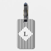 黒パーソナライズされた白のストライプ荷札 ラゲッジタグ (裏面縦)