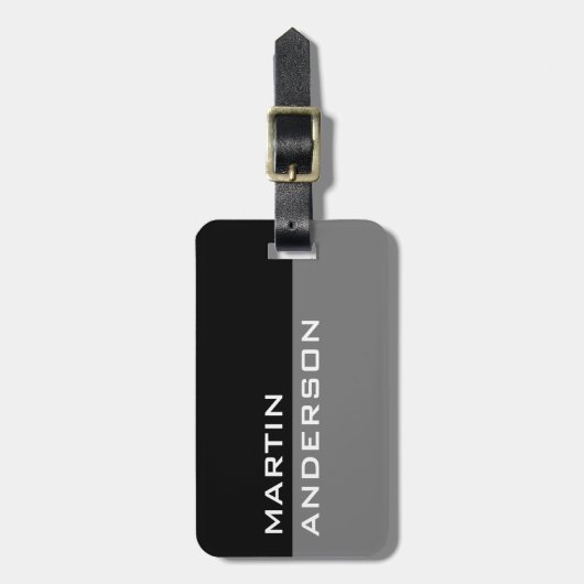 黒パーソナライズされた白の旅行荷物タグ ラゲッジタグ (正面縦)