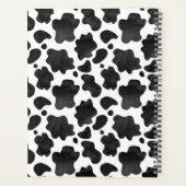黒パーソナライズされた白の牛プリント プランナー手帳 (裏面)