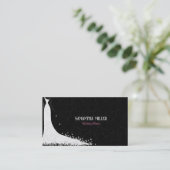 黒パーソナライズされた白の結婚ドレス 名刺 (スタンド正面)