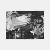 黒パーソナライズされた白の結婚毛布 フリースブランケット (正面(横))