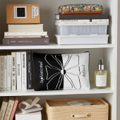 黒パーソナライズされた白エレガントフローラアート アクセサリーポーチ