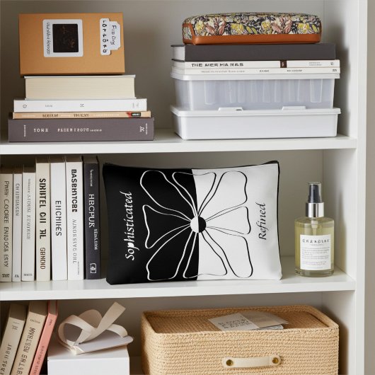 黒パーソナライズされた白エレガントフローラアート アクセサリーポーチ