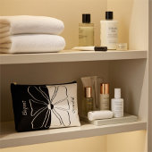 黒パーソナライズされた白エレガントフローラアート アクセサリーポーチ