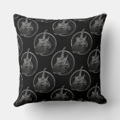 黒パーソナライズされた白エレキギター枕 クッション (裏面)