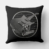 黒パーソナライズされた白エレキギター クッション (裏面)