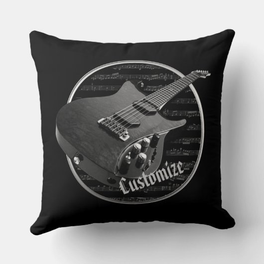 黒パーソナライズされた白エレキギター クッション (裏面)