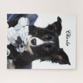 黒パーソナライズされた白コリ縁どー ジグソーパズル (横)