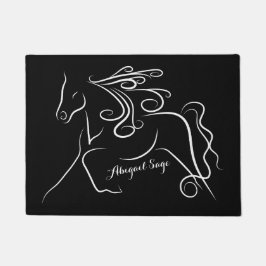 黒パーソナライズされた白シルエット馬 ドアマット