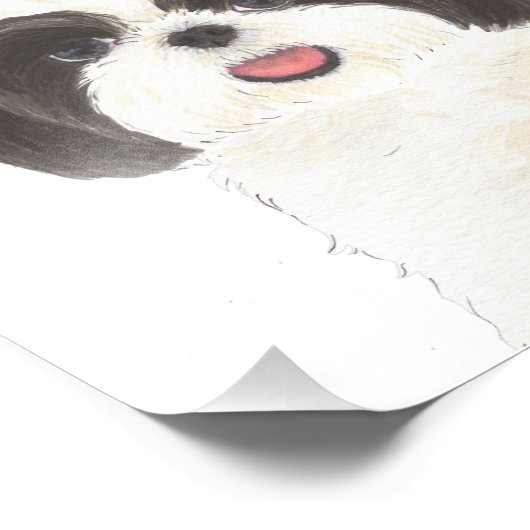 黒パーソナライズされた白シーズー(犬)珠玉 フォトプリント (角)