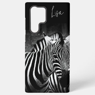 黒パーソナライズされた白ゼブラスサムスケース SAMSUNG GALAXY S22 ULTRAケース